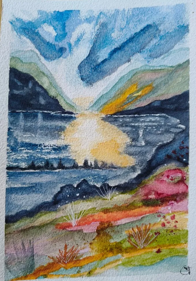 Sunset over Scottish lake