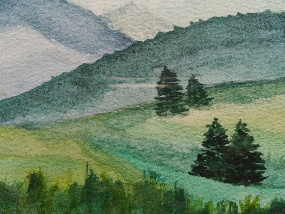 Small mountain landscape watercolor, foto 2
